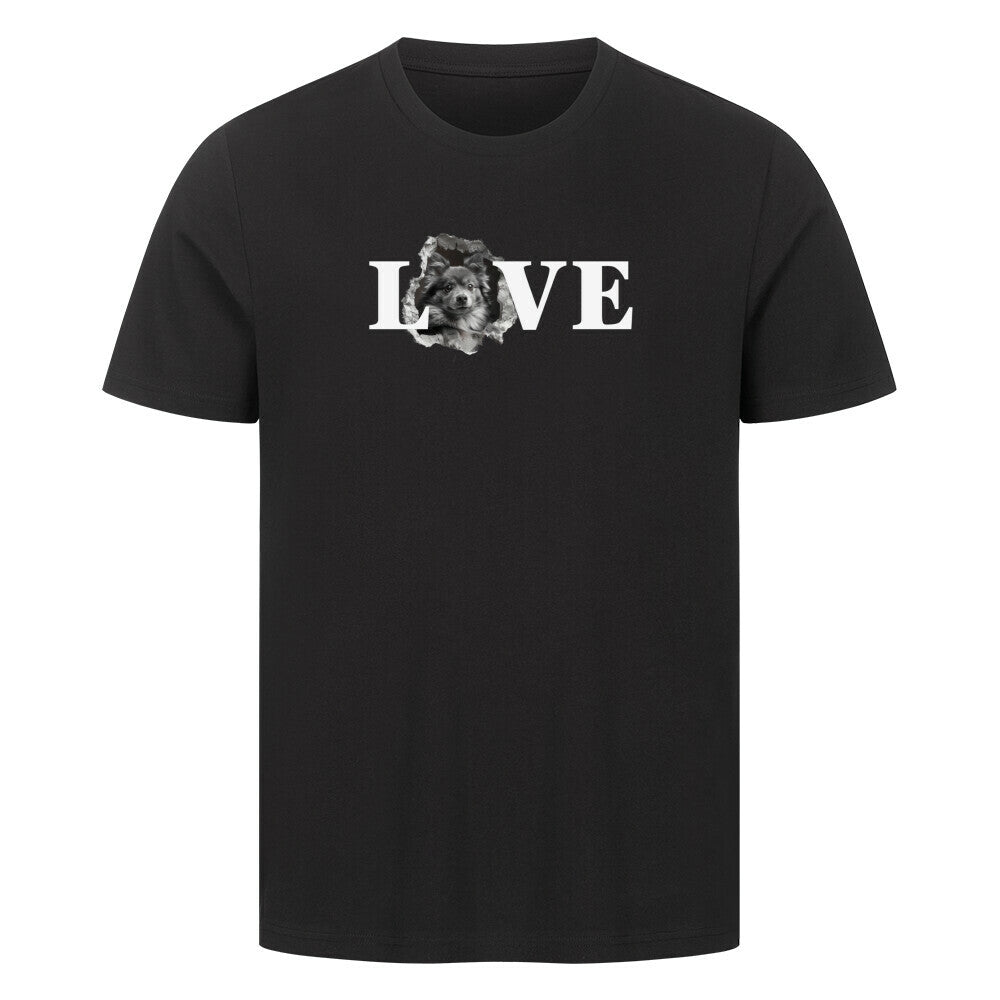 Premium T-Shirt "Wolfsspitz - LOVE" Schwarz – hunde-shirt.de