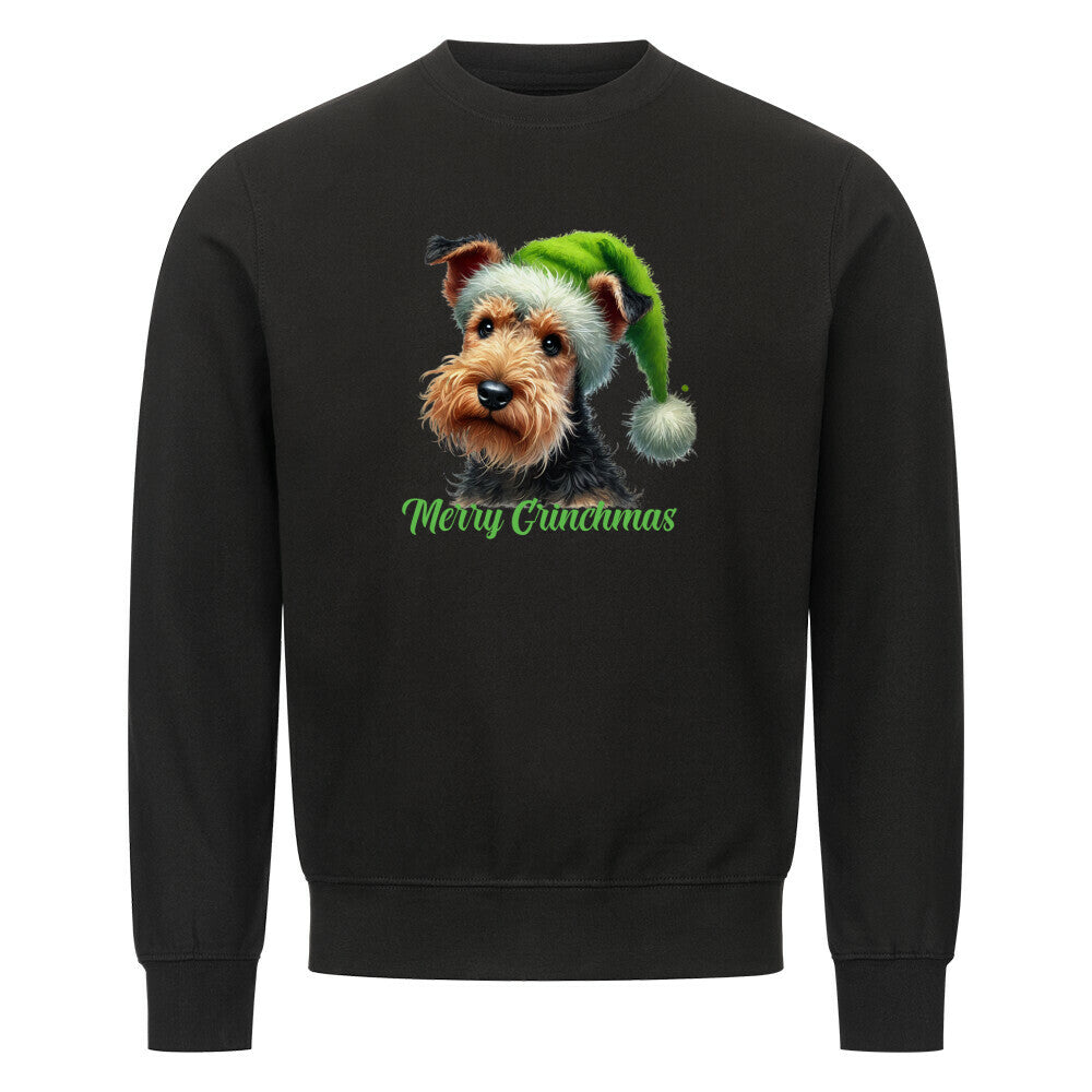 Premium Sweatshirt "Welsh Terrier - Merry Grinchmas" Schwarz – hunde-shirt.de
