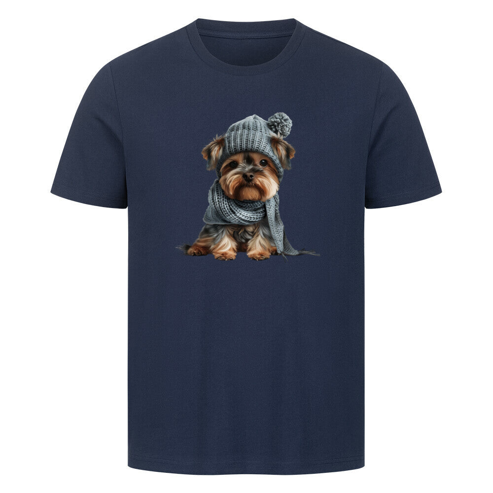 Premium T-Shirt "Yorkshire Terrier - Winterbub" French Navy – hunde-shirt.de