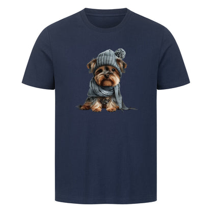 Premium T-Shirt "Yorkshire Terrier - Winterbub" French Navy – hunde-shirt.de