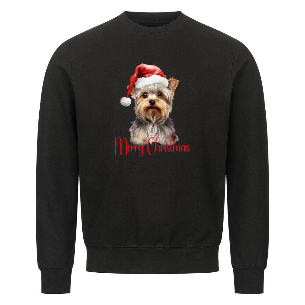 Premium Sweatshirt "Yorkshire Terrier - Merry Christmas" Schwarz – hunde-shirt.de
