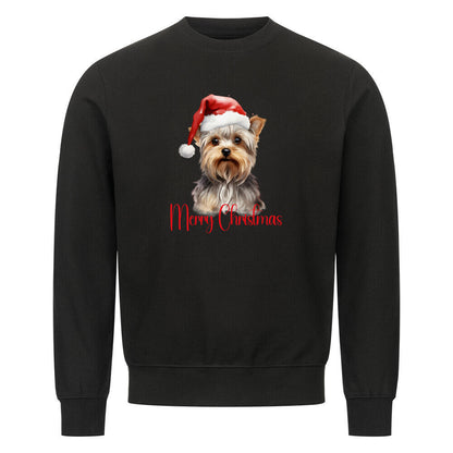 Premium Sweatshirt "Yorkshire Terrier - Merry Christmas" Schwarz – hunde-shirt.de