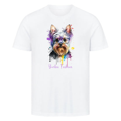Premium T-Shirt "Yorkie - Fashion" Weiß – hunde-shirt.de