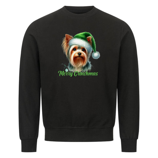 Premium Sweatshirt "Yorkshire Terrier - Merry Grinchmas" Schwarz – hunde-shirt.de