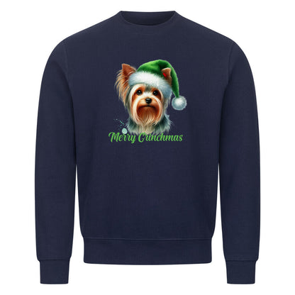 Premium Sweatshirt "Yorkshire Terrier - Merry Grinchmas" Navy Blue – hunde-shirt.de