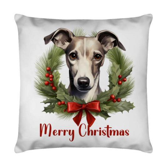 Kissen "Whippet - Merry Christmas 2" Weiß – hunde-shirt.de