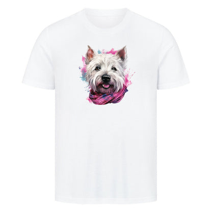 Premium T-Shirt "Westie - Wintermädchen" Weiß – hunde-shirt.de