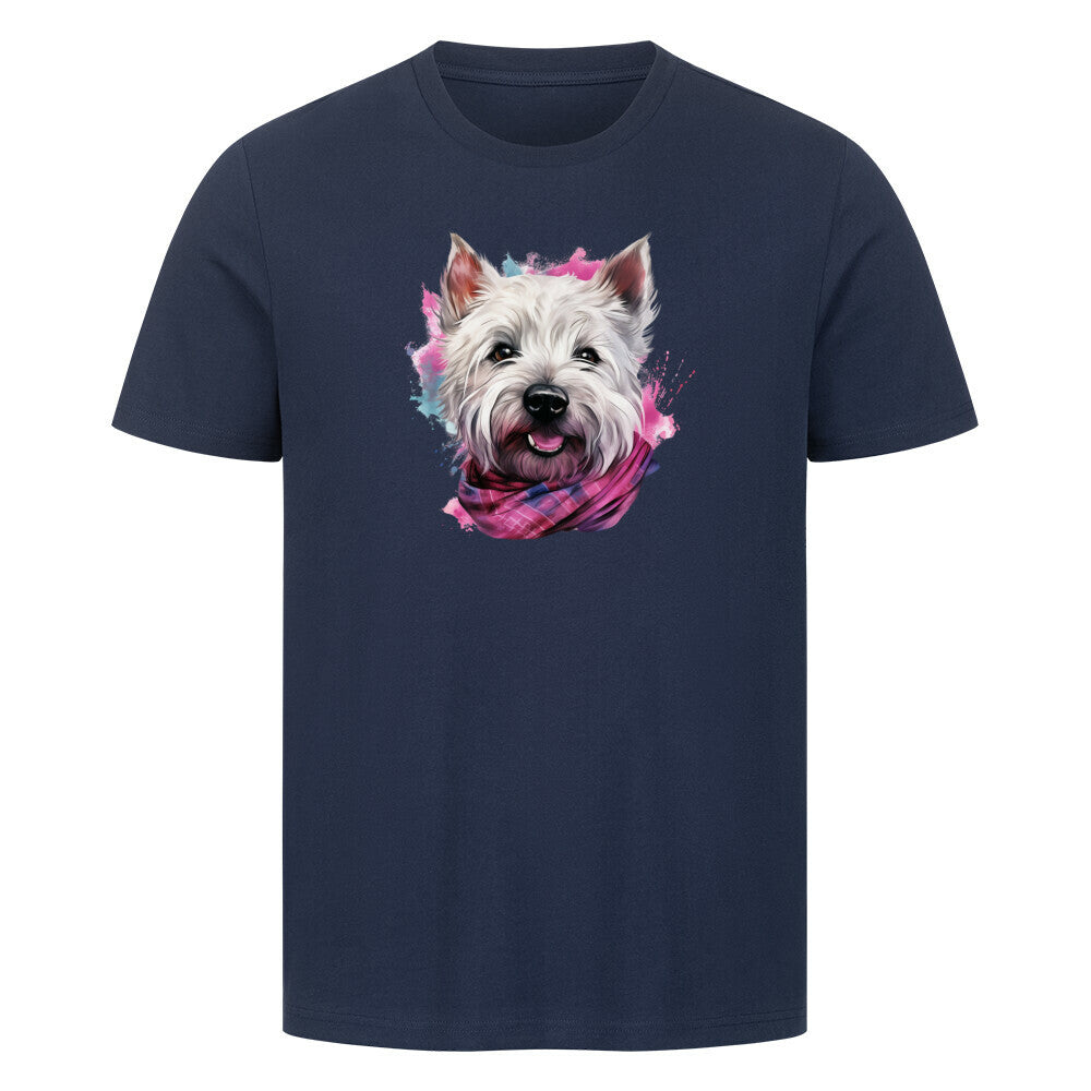 Premium T-Shirt "Westie - Wintermädchen" French Navy – hunde-shirt.de