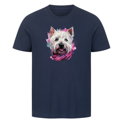 Premium T-Shirt "Westie - Wintermädchen" French Navy – hunde-shirt.de