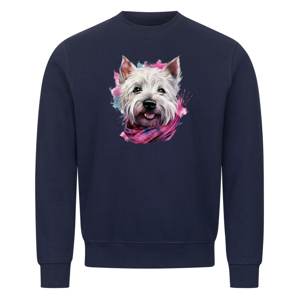 Premium Sweatshirt "Westie - Wintermädchen" Navy Blue – hunde-shirt.de