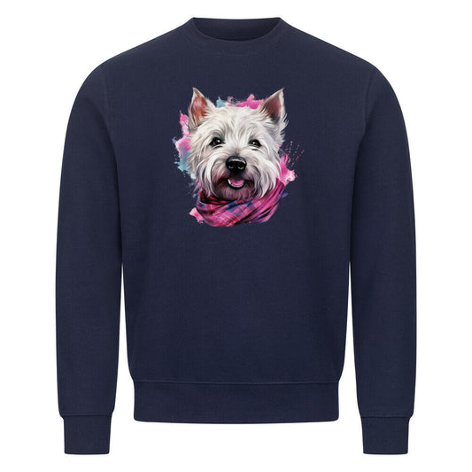 Premium Sweatshirt "Westie - Wintermädchen" Navy Blue – hunde-shirt.de