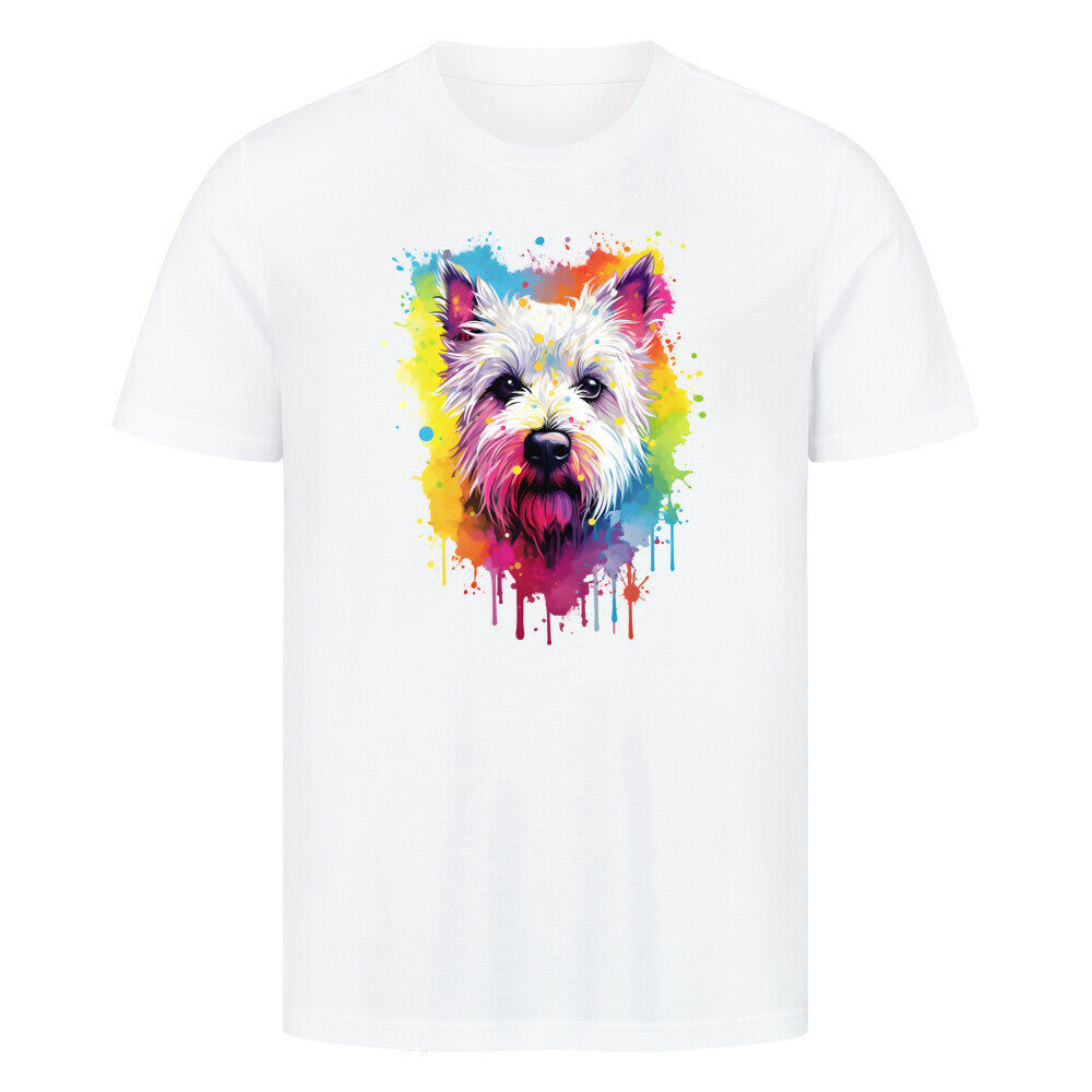 Premium T-Shirt "Westie - Paint" Weiß – hunde-shirt.de