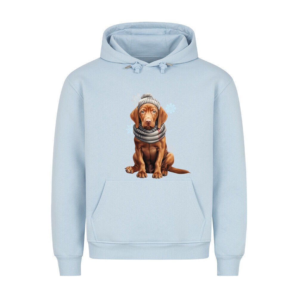 Premium Hoodie "Vizsla - Winterbub" Babyblau – hunde-shirt.de