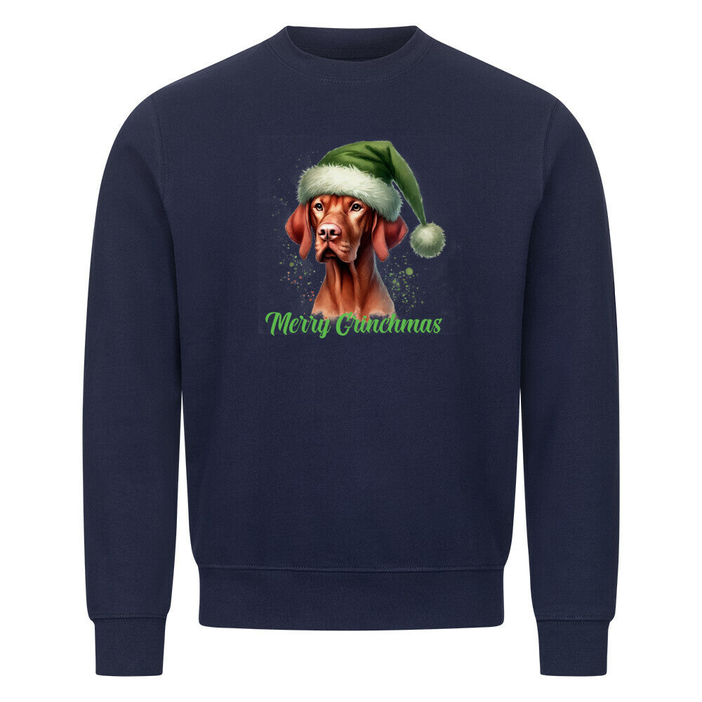 Premium Sweatshirt "Vizsla - Merry Grinchmas" Navy Blue – hunde-shirt.de