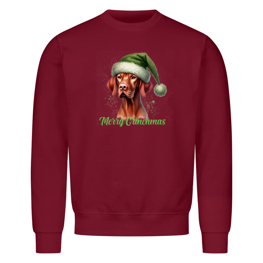 Premium Sweatshirt "Vizsla - Merry Grinchmas" Burgunder – hunde-shirt.de