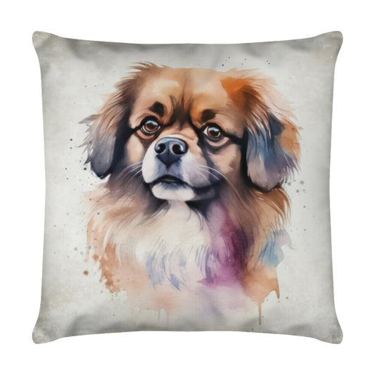 Kissen "Tibet Spaniel - Portrait" Weiß – hunde-shirt.de