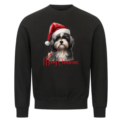 Premium Sweatshirt "Tibet Terrier - Merry Christmas" Schwarz – hunde-shirt.de