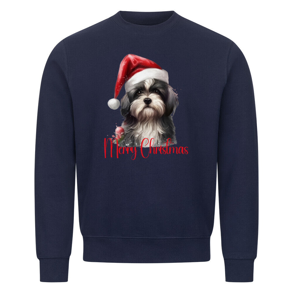 Premium Sweatshirt "Tibet Terrier - Merry Christmas" Navy Blue – hunde-shirt.de