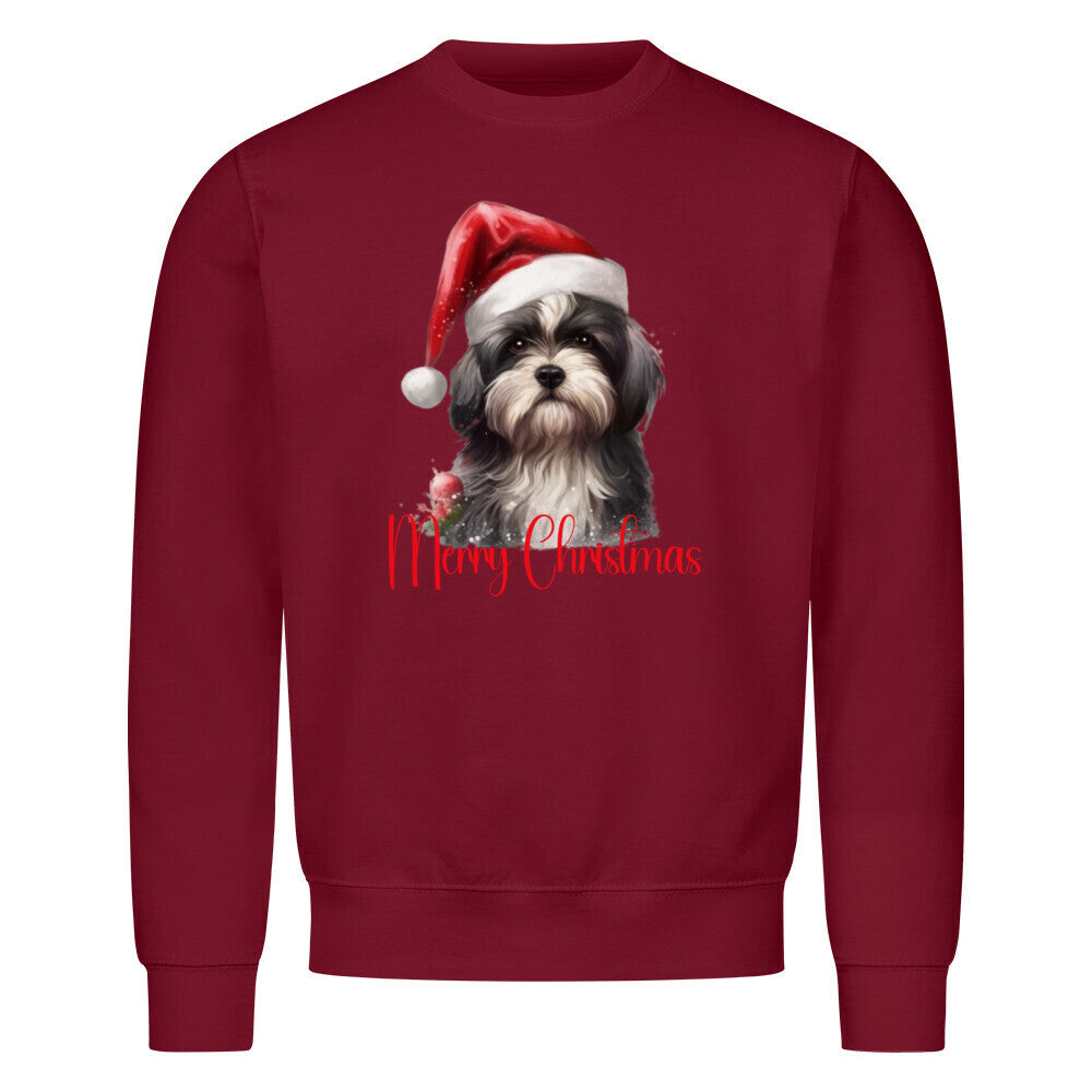 Premium Sweatshirt "Tibet Terrier - Merry Christmas" Burgunder – hunde-shirt.de