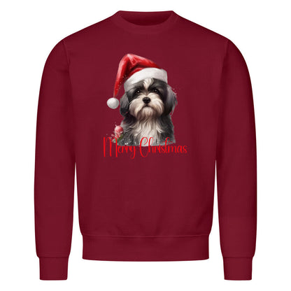 Premium Sweatshirt "Tibet Terrier - Merry Christmas" Burgunder – hunde-shirt.de