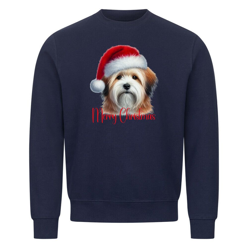 Premium Sweatshirt "Tibet Terrier ( hell ) - Merry Christmas" Navy Blue – hunde-shirt.de
