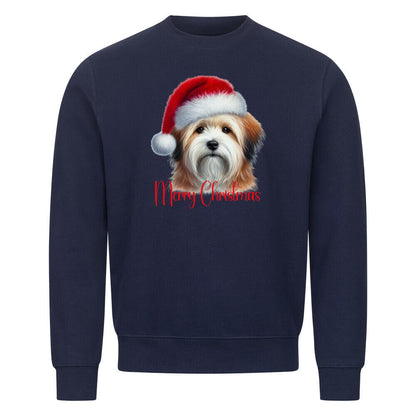 Premium Sweatshirt "Tibet Terrier ( hell ) - Merry Christmas" Navy Blue – hunde-shirt.de