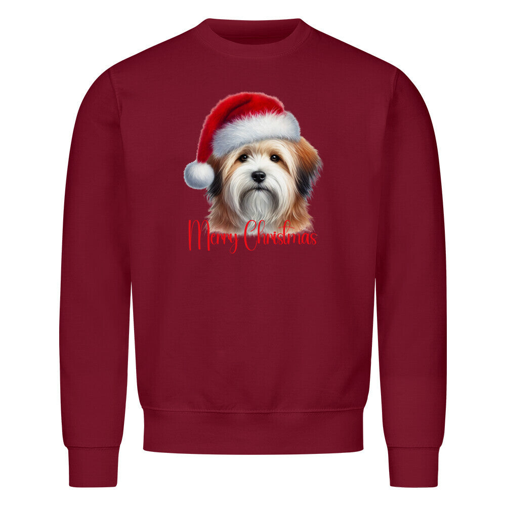 Premium Sweatshirt "Tibet Terrier ( hell ) - Merry Christmas" Burgunder – hunde-shirt.de