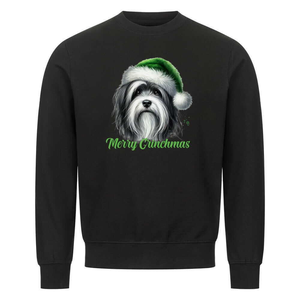 Premium Sweatshirt "Tibet Terrier - Merry Grinchmas" Schwarz – hunde-shirt.de