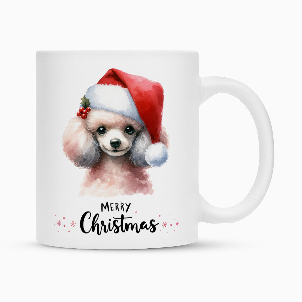 Tasse "Zwergpudel - Merry Christmas" Weiß – hunde-shirt.de