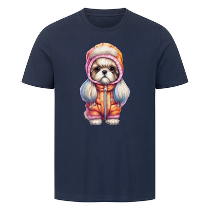 Premium T-Shirt "Tibet Spaniel - Winter" French Navy – hunde-shirt.de