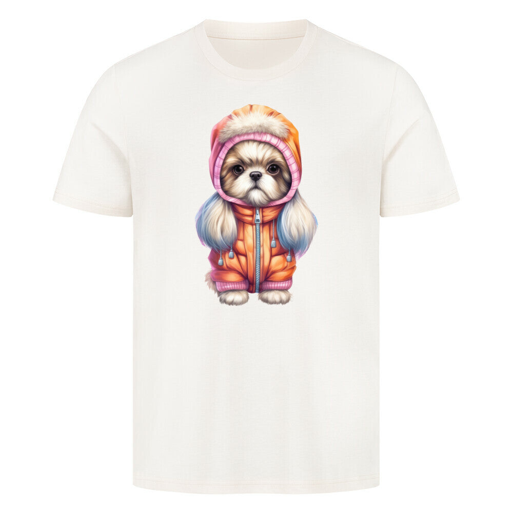 Premium T-Shirt "Tibet Spaniel - Winter" Natural Raw – hunde-shirt.de
