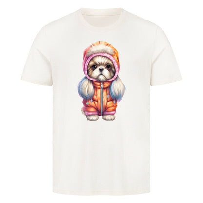 Premium T-Shirt "Tibet Spaniel - Winter" Natural Raw – hunde-shirt.de