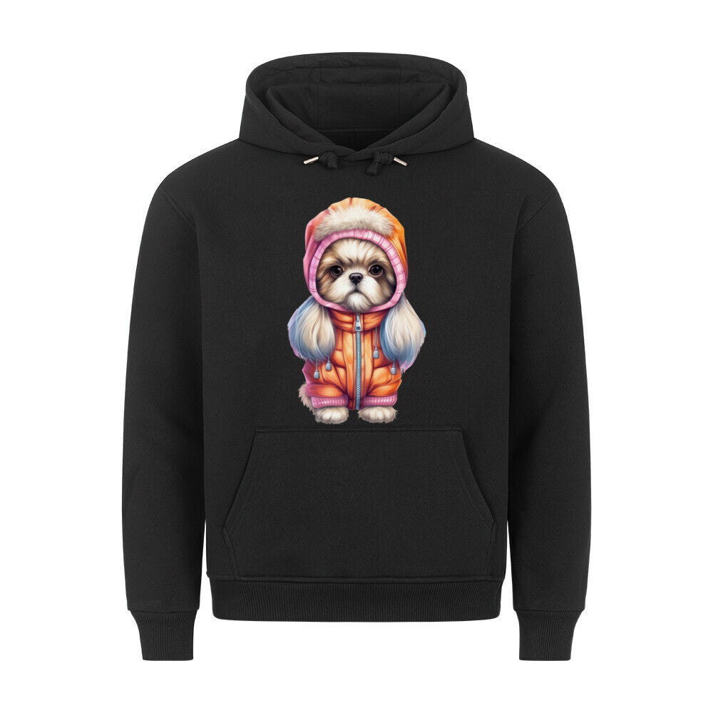 Premium Hoodie "Tibet Spaniel - Winter" Schwarz – hunde-shirt.de