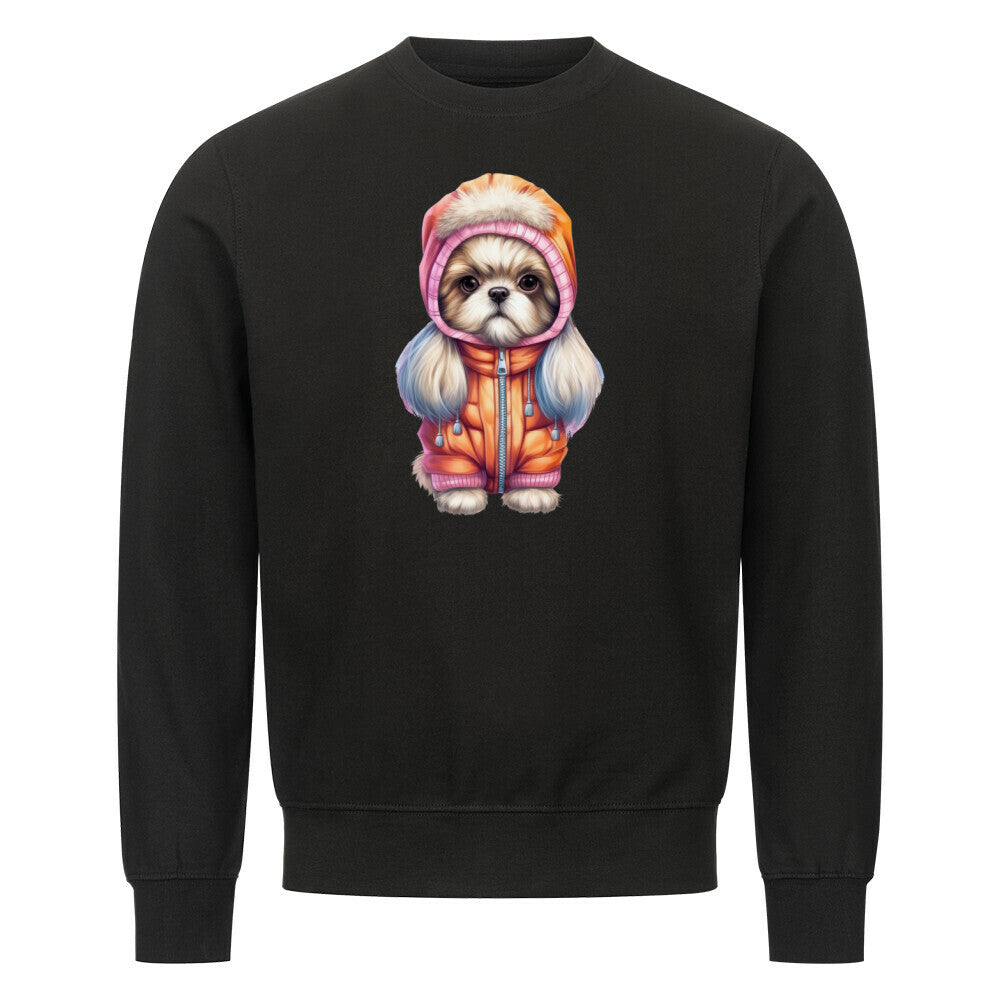 Premium Sweatshirt "Tibet Spaniel - Winter" Schwarz – hunde-shirt.de