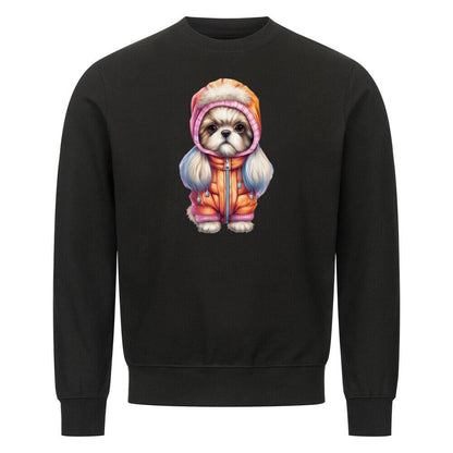 Premium Sweatshirt "Tibet Spaniel - Winter" Schwarz – hunde-shirt.de