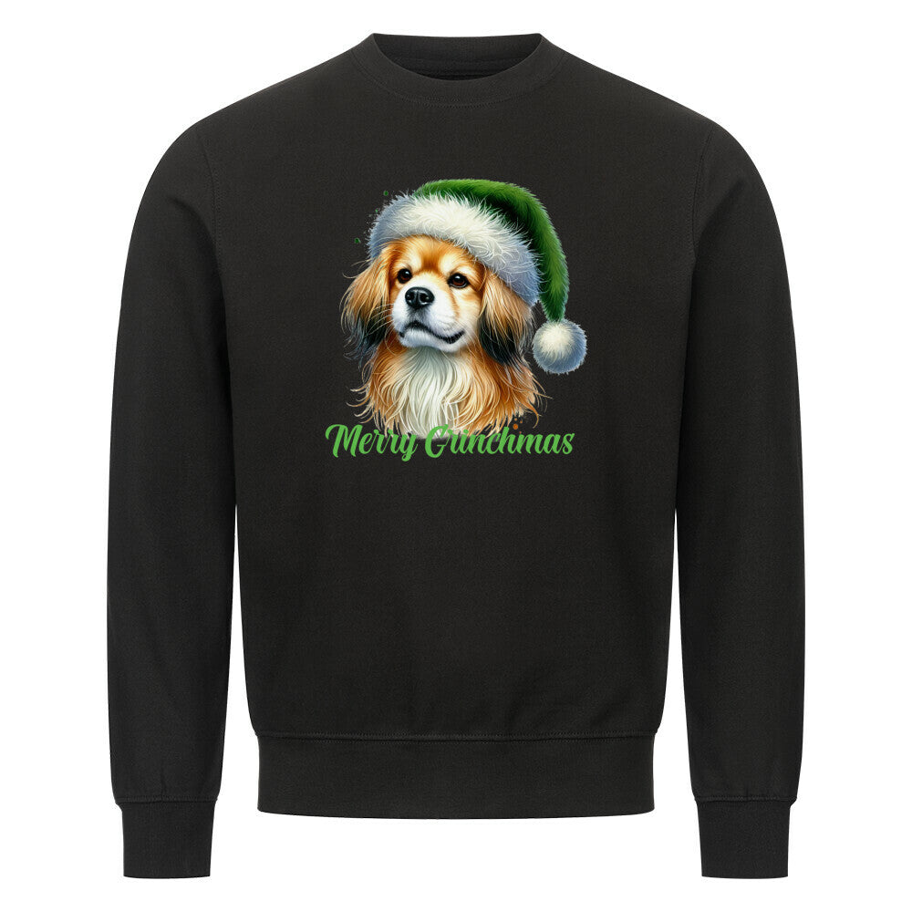 Premium Sweatshirt "Tibet Spaniel - Merry Grinchmas" Schwarz – hunde-shirt.de
