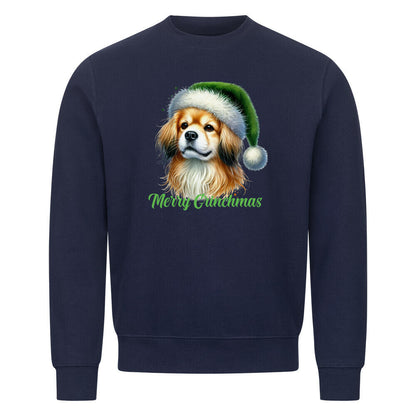 Premium Sweatshirt "Tibet Spaniel - Merry Grinchmas" Navy Blue – hunde-shirt.de