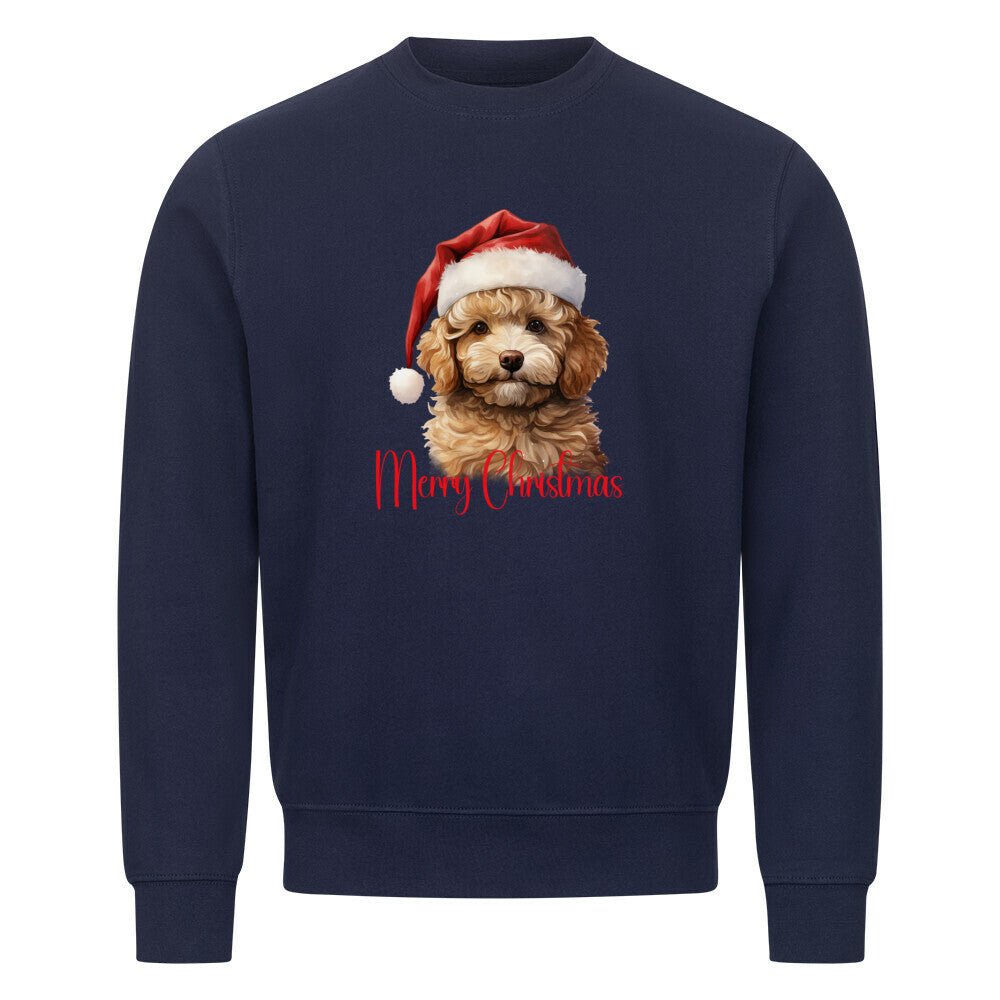 Premium Sweatshirt "Zwergpudel - Merry Christmas" Navy Blue – hunde-shirt.de