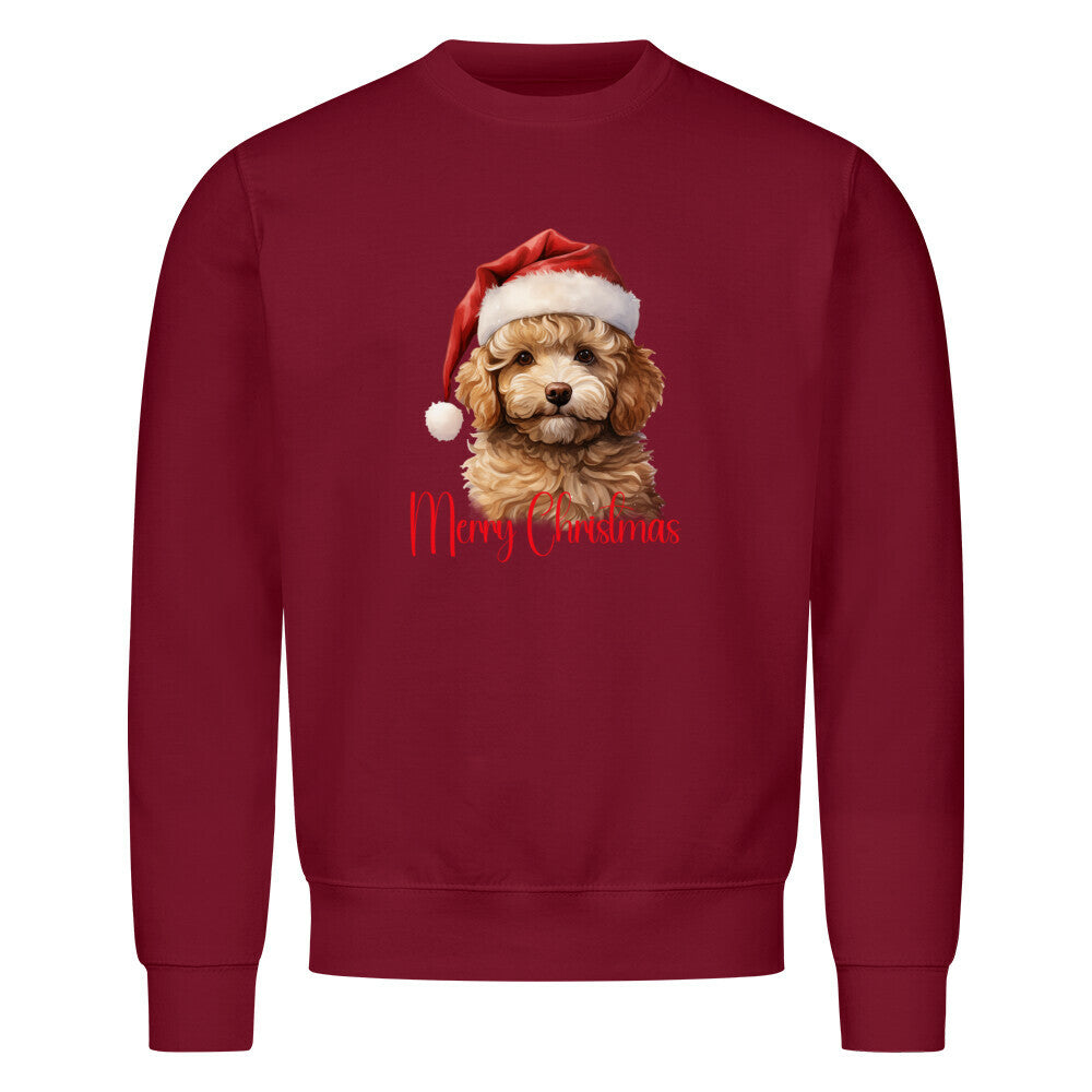 Premium Sweatshirt "Zwergpudel - Merry Christmas" Burgunder – hunde-shirt.de