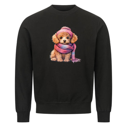 Premium Sweatshirt "Zwergpudel - Wintermädchen" Schwarz – hunde-shirt.de