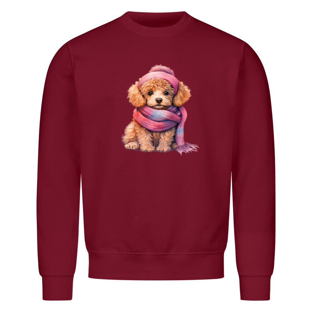 Premium Sweatshirt "Zwergpudel - Wintermädchen" Burgunder – hunde-shirt.de