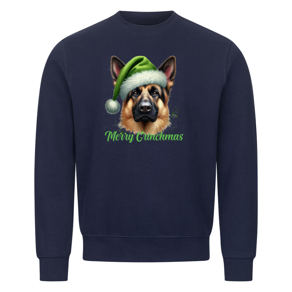 Premium Sweatshirt "Deutscher Schäferhund - Merry Grinchmas" Navy Blue – hunde-shirt.de