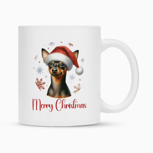 Tasse "Zwergpinscher Merry Christmas" Weiß – hunde-shirt.de