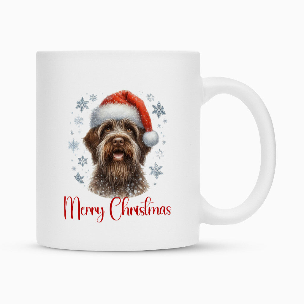 Tasse "Griffon Wirehaired Korthals - Merry Christmas" Weiß – hunde-shirt.de