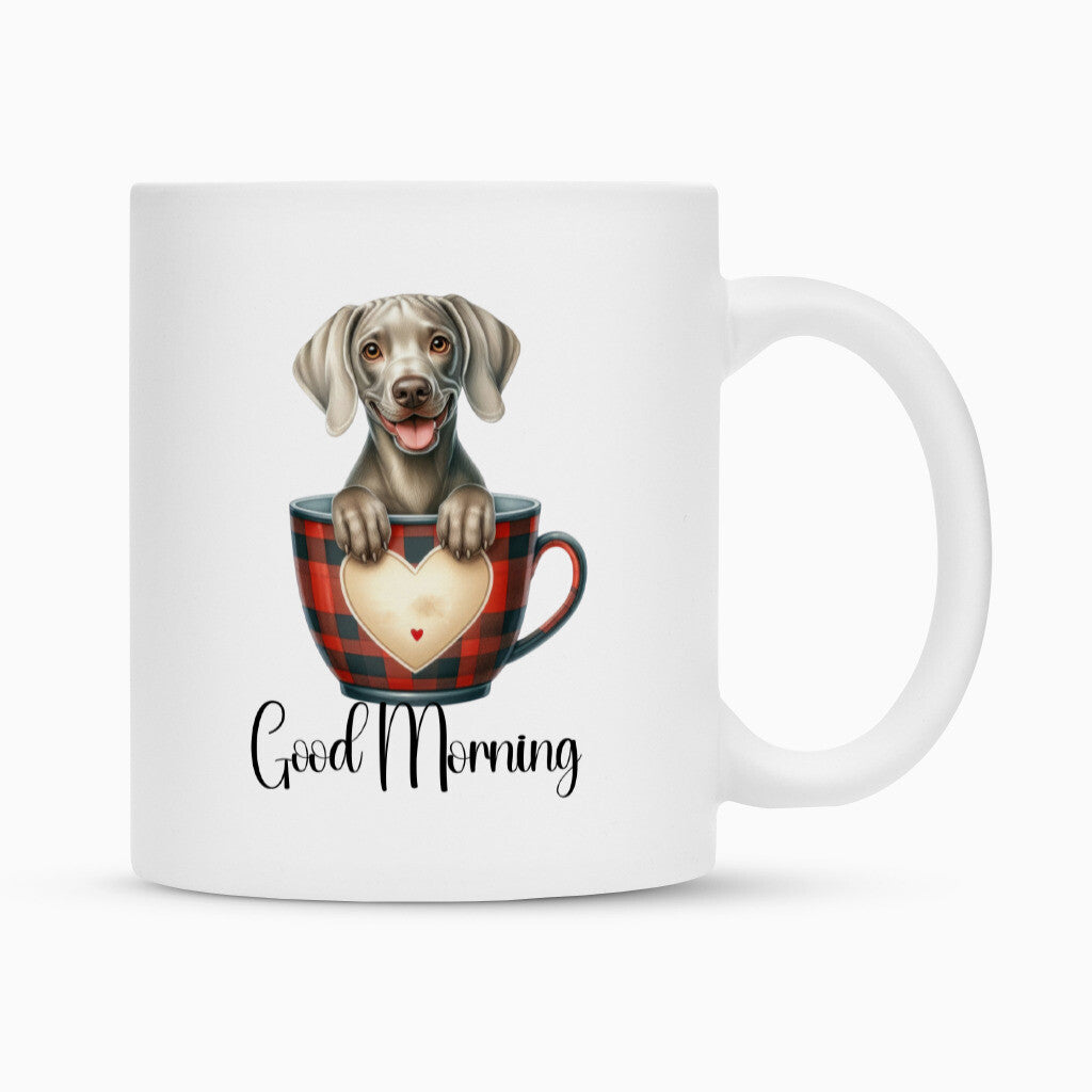 Tasse "Weimaraner - Good Morning" Weiß – hunde-shirt.de