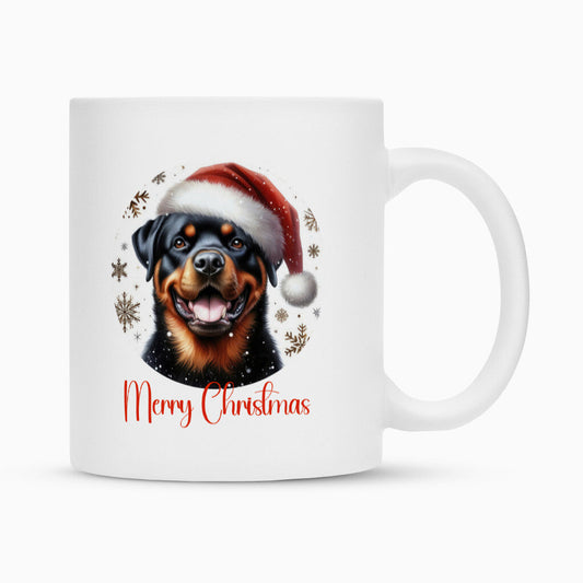 Tasse "Rottweiler - Merry Christmas" Weiß – hunde-shirt.de