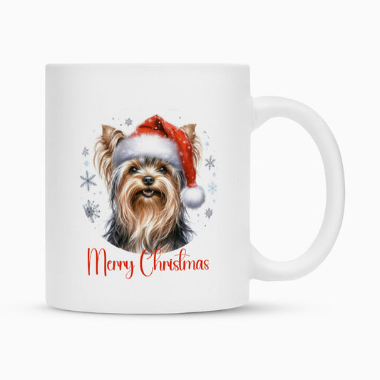 Tasse "Yorkie - Merry Christmas" Weiß – hunde-shirt.de