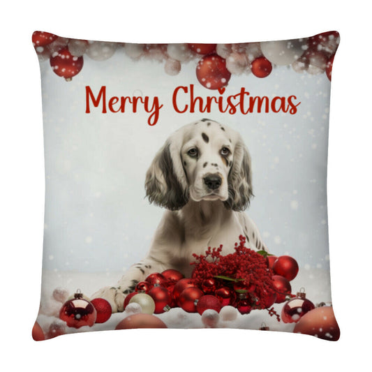 Kissen "English Setter - Merry Christmas" Weiß – hunde-shirt.de