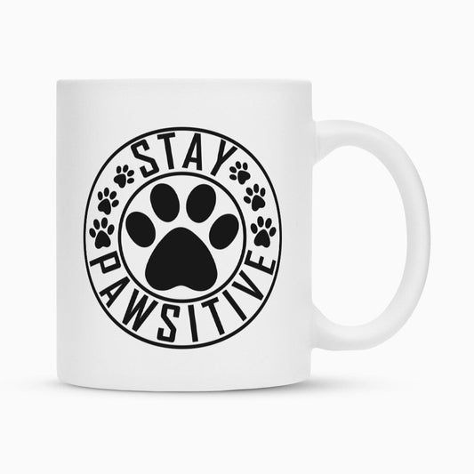 Tasse "Stay PAWsitive" Weiß – hunde-shirt.de