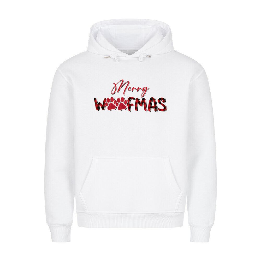 Premium Hoodie "Merry Woofmas" Weiß – hunde-shirt.de